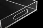 Clear Sturdy Acrylic Serving Tray with Handles-10x15Inch-Serving Coffee,Appetizer,Breakfast,Butler-Kitchen Countertop Tray-Makeup Drawer Organizer-Vanity Table Tray-Ottoman Tray-Decorative Tray