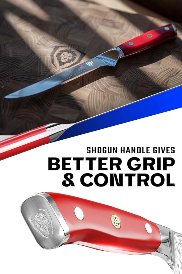 Dalstrong Boning Knife - 6 inch - Shogun Series - Japanese AUS-10V Super Steel Knife Gift- Vacuum Treated- Crimson Red ABS Handle - Razor Sharp Fillet Knife - Meat Cutting, Carving, Trimming w/Sheath