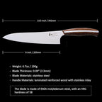 NAGOMI] 8 inch Chef Knife | Stainless Steel HRC58 Professional Japanese Kitchen Cooking Knife with Ergonomic Handle for Thick Meat and Fish | Stylish Gift Box