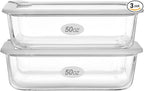 Glass Food Containers with Glass Lid, Microwave Safe Food Storage Container Set, 2 Pack of 50oz, Large Size Airtight Storage Set with Leak Proof Lids, Meal Prep Containers