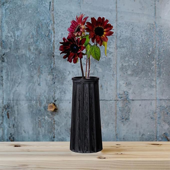 Black Vintage Vase, 10 Inches Antique Glass Vase Rustic European Unique Chic Style for Tabletop, Kitchen, Office, Living Room Decoration