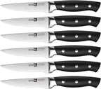 Klaus Meyer Forza High Carbon Exclusive German Steel 5 inch 6 Piece Jumbo handle Steak Knife Set