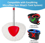 4 Pack Spin Mop Replacements Heads Compatible for O ceda EasyWring 1 Tank System, Microfiber Mops Head Refills , 1 Triangle Head Base and 30-58in Handle Set Combo