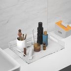 Acrylic Serving Tray with Handles-16x12x2.36Inch-Decorative Tray Letter Tray Organizer for Ottoman Coffee Table Countertop, Clear