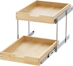 Wood Pull Out Cabinet Organizer 2 Tie 23" W x 21" D, Heavy-Duty Sliding Drawers for Inside Cabinets Storage and Organization for Kitchen, Pantry, Bathroom