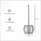 ToiletTree Products Stainless Steel Plunger - Heavy Duty Toilet Bowl Plunger with Holder for Bathroom Essentials and House Cleaning Tools - Stainless Steel, 6.5” x 6.5” x 18.5”