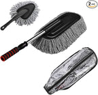 Microfiber Car Duster Cleaning and Car Dash Brush Supplies for Dashboard Exterior Dust Interior Cleaner with Long Retractable Handle to Trap Dust and Pollen for Cars Truck Bike RV Boats Motorcycle