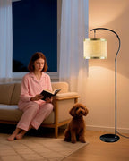 Lightdot 64.9IN Black Arc Floor Lamp, Modern Floor Lamps for for Wedding/Party, Standing Lamp with Linen Shade, Tall Floor Lamp Living Room/Bedroom (Bulbs Included)