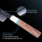 Santoku Knife 7in, Damascus Japanese Chef Knife, Professional Hand Forged Chef's Knives for Kitchen Cooking Meat Cleaver, Cutting Vegetables and Fruit, Razor-Sharp Chef's Knife with Gift Box, Black