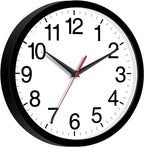12 Inch Wall Clock Modern Battery Operated Silent Non Ticking Analog for Bedroom Office Living Room Home Kitchen Bathroom(Black)