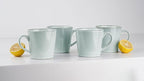 famiware Coffee Mug Set of 4, Annecy 14 oz Ceramic Reusable Cups Set with Handle, Microwavable and Dishwasherable Stoneware Drinkware Set for Tea, Milk, Water, Grey-blue