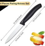 BEWOS Paring Knife - Straight Edge Paring Knives Set of 4, Ergonomic Handle, Classic Black PP Plastic Handle, Fruit Knife & Cutting Knives for Kitchen, 4.1-inch Pointed Tip