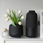 Black Ceramic Vase, Flower Vase in Nordic Style, Black Vases for Pampas Grass, Large Boho Decor Matt 10 Inch,Vases Home Decor for Centerpieces Table Entryway Shelf