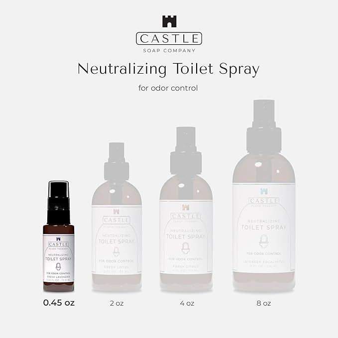 Castle Flush Therapy Neutralizing Toilet Spray | Odor Control: Mist Over the Water Surface, Go, Then Flush | Bathroom Freshening | Neutralizes Odors at the Source | Fresh Lavender | 0.45 oz (2 Pack)