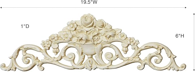 Touch of Class Giovana Ivory Acanthus Leaves and Roses Wall Topper - Picture Enhancements - Wall Decor Hanging for Bedroom, Bathroom, Dining Room, Living Room, Office