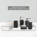 NIUBEE Acrylic Serving Tray 14x18 Inches -Spill Proof- Clear Decorative Tray Organiser for Ottoman Coffee Table Countertop with Handles