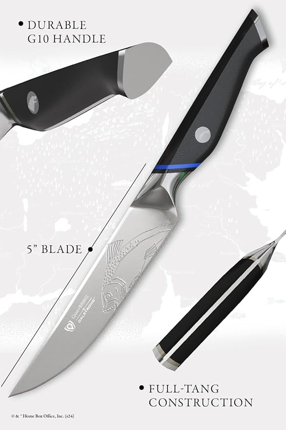 Dalstrong Steak Knife Set-8pc Set-5"- Game of Thrones™ Knife -German Premium Steel Full Tang-Professional G10 Handle-Collection Item Steak Cutting Knife