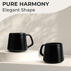 MIAMIO - Coffee Mugs Set of 4 / Large Ceramic Coffee Cups (14 oz) - Mug for Cappuccino, Tea, Espresso - Microwave and Dishwasher Safe - Luxe Collection (Black Series)