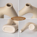 Ceramic Vase Set of 2, Farmhouse Decor Cream White Cute Vases for Home Kitchen Bedroom Office Living Room Centerpiece Table Shelf Desk Decorations, Housewarming Gifts for Women Men