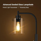 BoostArea Dimmable Floor Lamp, Standing Lamp with Glass Lampshade, 6W LED Bulb Included, Modern Standing Lamp, Bright LED Lamp for Living Room and Bedroom, Office