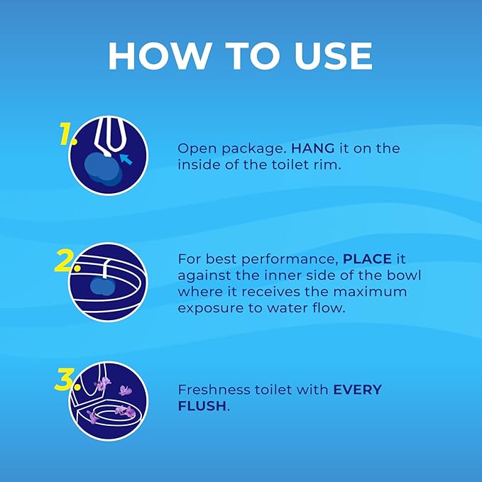 Toilet Bowl Cleaner Rim Hanger, 6 Count Automatic Bowl Toilet Cleaner, Cleans and Freshens Toilet Bowl, Lavender Scent - 7 Month