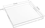 18×18 Inches Clear Acrylic Serving Tray with Handles Extra Large Ottoman Tray Decorative Trays Spill-Proof Coffee Table Space Saver Oversize Counter top Organizer Platter with Safe Edge