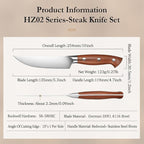HEZHEN 5.3 Inch Steak Knives, Non Serrated Steak Knife Set of 4, German Steel Steak Knife Set,Professional Straight Sharp Edge Knives - Full Tang Ergonomic Handle