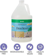 Ginger Lily Farms Botanicals Plant-Based Liquid Dish Soap, Concentrated Formula with Max Grease Cleaning Power, Cruelty-Free, Basil Scent, 1 Gallon Refill (128 Fl. Oz.)