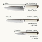 Material, Knife Trio, Carbon Stainless Steel Japanese Chef's Knife for Chopping and Cutting, Razor-Sharp Strong Blade, Cool Neutral, Material Kitchen