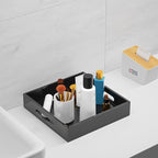 Acrylic Serving Tray with Handles-12x12x2.36Inch-Decorative Tray Letter Tray Organizer for Ottoman Coffee Table Countertop, Black