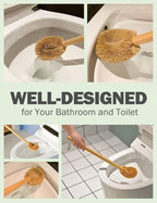 Updated Modern Version Toilet Bowl Brush, Natural Coconut Fiber Brush Head and Beechwood Handle for Bathroom Toilet - Sturdy, Deep Cleaning, Eco-Friendly, Toilet Cleaning Brush with Hanging Hook
