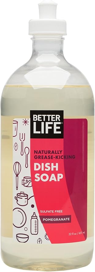 Better Life Sulfate Free Dish Soap, Tough On Grease & Gentle On Hands, Currant and Citrus, 22 Oz