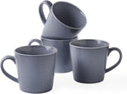 famiware Coffee Mug Set of 4, Annecy 14 oz Ceramic Reusable Cups Set with Handle, Microwavable and Dishwasherable Stoneware Drinkware Set for Tea, Milk, Water, Misty Blue