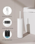Toilet Brush and Holder Set, Stainless Steel Toilet Bowl Brush with Lid, Rust Proof Toilet Cleaner Brush with Caddy, Durable Bristles, Splash Proof, Ideal for Bathroom（1 Pack, White）