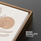 Bwodke Framed Boho Canvas Wall Art Mid Century Modern Prints Set of 3 Neutral Geometric Line Leaf Paintings Decor Minimalist Abstract Pictures Bedroom Living Room Bathroom