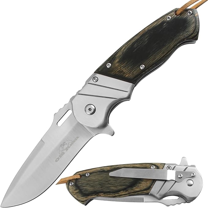 Heavy Duty 8-Inches Every Day Cary Hunting, Camping Folding Pocket-Folding EDC Knife (Silver & Grey)