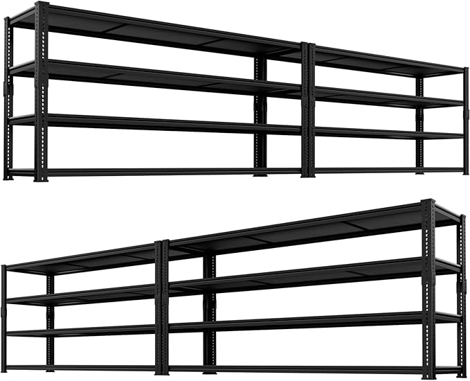 Storage Shelves Heavy Duty, 60" L x 24" W x 78" H Garage Storage Shelves Unit Loads 2960LBS, 4-Tier Adjustable Metal Industrial Utility Shelf Rack for Kitchen, Laundry Room, Warehouse, Basement
