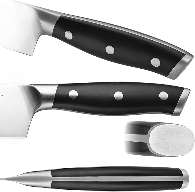 Klaus Meyer Stahl High Carbon Exclusive German Steel 4.5 inch 6 Piece Steak Knife Set (Black)