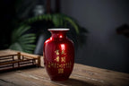 Red Vase Oriental Ceramic Flower Vases Decorated with Peony Design for Home Living Room Ornaments and Wedding Tall 9''