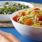 Corelle 4-Pc Meal Bowls Set Service for 4, Durable and Eco-Friendly 9-1/4-Inch Glass Bowls, Compact Stack Bowl Set, Microwave and Dishwasher Safe, White, 46 Ounces