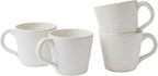 Stoneware Mug Set of 4-14oz Ceramic Coffee Mugs & Tea Cups with Handle - Perfect for Hot & Iced Drinks - Microwave & Dishwasher Safe - Rustic Minimalist Style - Oatmeal Cream - Ideal Gift