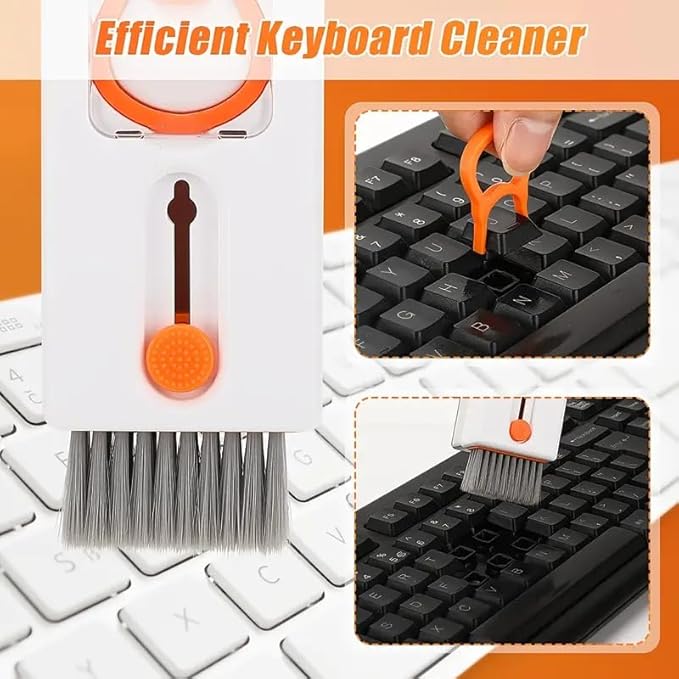 11-in-1 Keyboard Cleaning Kit, Laptop Cleaning Kit Keyboard Brush Cleaner Electronics Cleaner for Cell Phone/Earbuds/Camera Lens/Computer with Multifunctional Cleaning Tool (Orange)