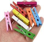 HAHIYO Color Wooden Clothes Pins Clothespins Small Do NOT Fall Apart 1.77 inches Length 40 Pack Sturdy Strong Springs No Rust No Discoloration for Laundry Bathroom DIY Craft Photos Food Opened Bags