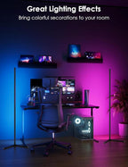 2 Pack Corner Floor Lamp, 65" RGB LED Corner Lamp, Color Changing Ambient Lighting with Music Sync - App and Remote Control LED Lamp for Bedroom, Living Room, Gaming Room
