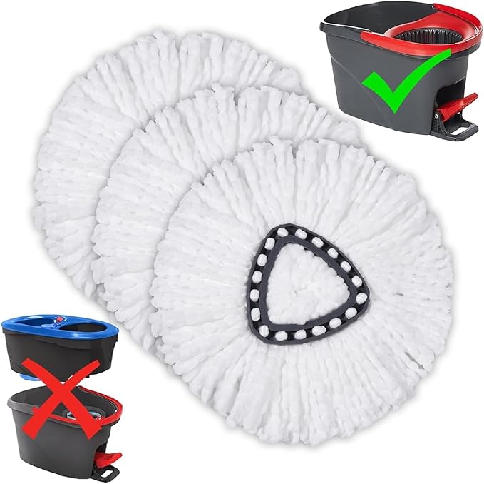 Mop Replacement Heads for O Cedar - Mop Replace Head Easy Wring Spin Mop Heads Replacements Easy to Clean Install and Replaceable Mop Head Machine Washable (3 Pack)