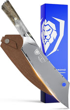 Dalstrong Chef & Cleaver Hybrid Knife - The 'Crixus' - 8 inch - Valhalla Series - 9CR18MOV HC Steel - White Resin & Wood Handle - Razor Sharp Chef's Knife - w/Leather Sheath