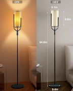 Lightdot 64.6IN Black Floor Lamp Dimmable Linen Shade LED Floor Lamps with 3000K Soft Warm White for Wedding/Party, Modern Tall Lamp for Living Room/Bedroom (Bulbs Included)