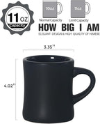 harebe Retro Coffee Mug Set of 4, 10 OZ Heavy Classic Ceramic Diner Cups Set with Handle for Coffee, Tea, Cocoa, Milk, Latte（Black）
