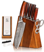 YARENH Kitchen Knife Set with Block, 8 Piece, Sharp Professional Chef Knife, 73 Layers Damascus High Carbon Stainless Steel, Full Tang Sandalwood Handle, Gift Box