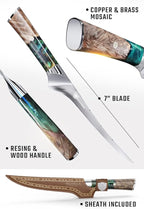 Dalstrong Fillet Knife - 7 inch Flexible Blade - Valhalla Series - Celestial Resin & Wood Handle Gift Knife - Fish Meat Cutting, Carving, Bone, Trimming, Deboning - Leather Sheath Included